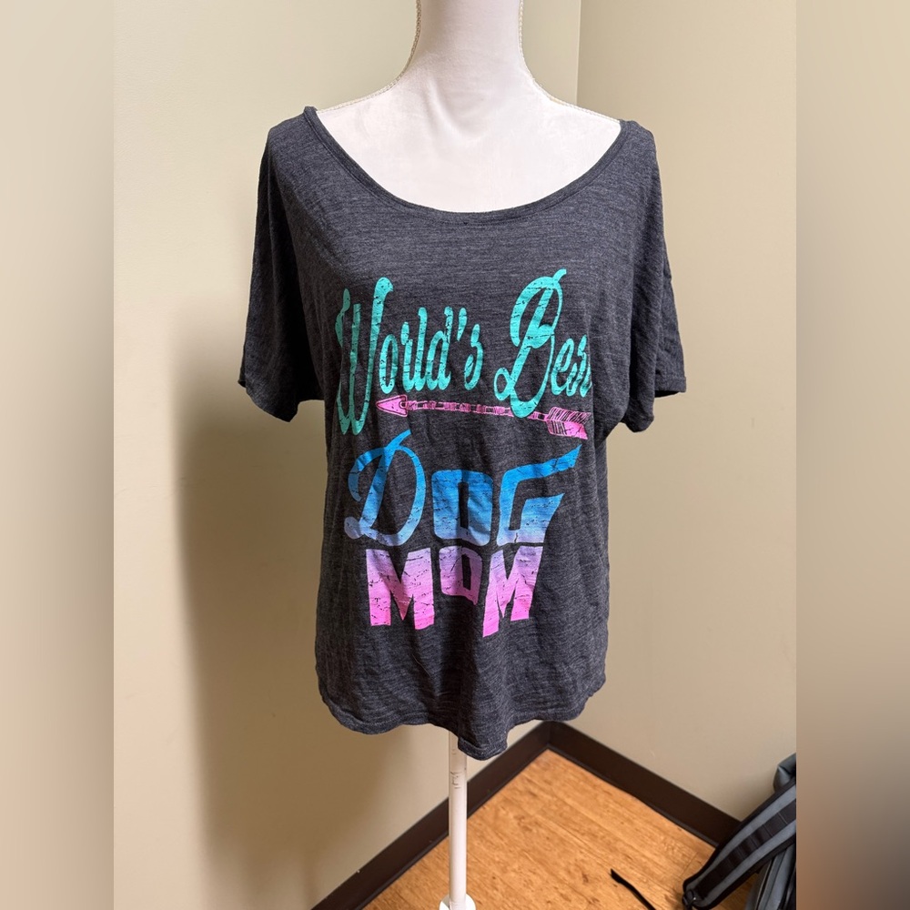 Bella Canvas Charcoal Tee with Blue and Pink Text